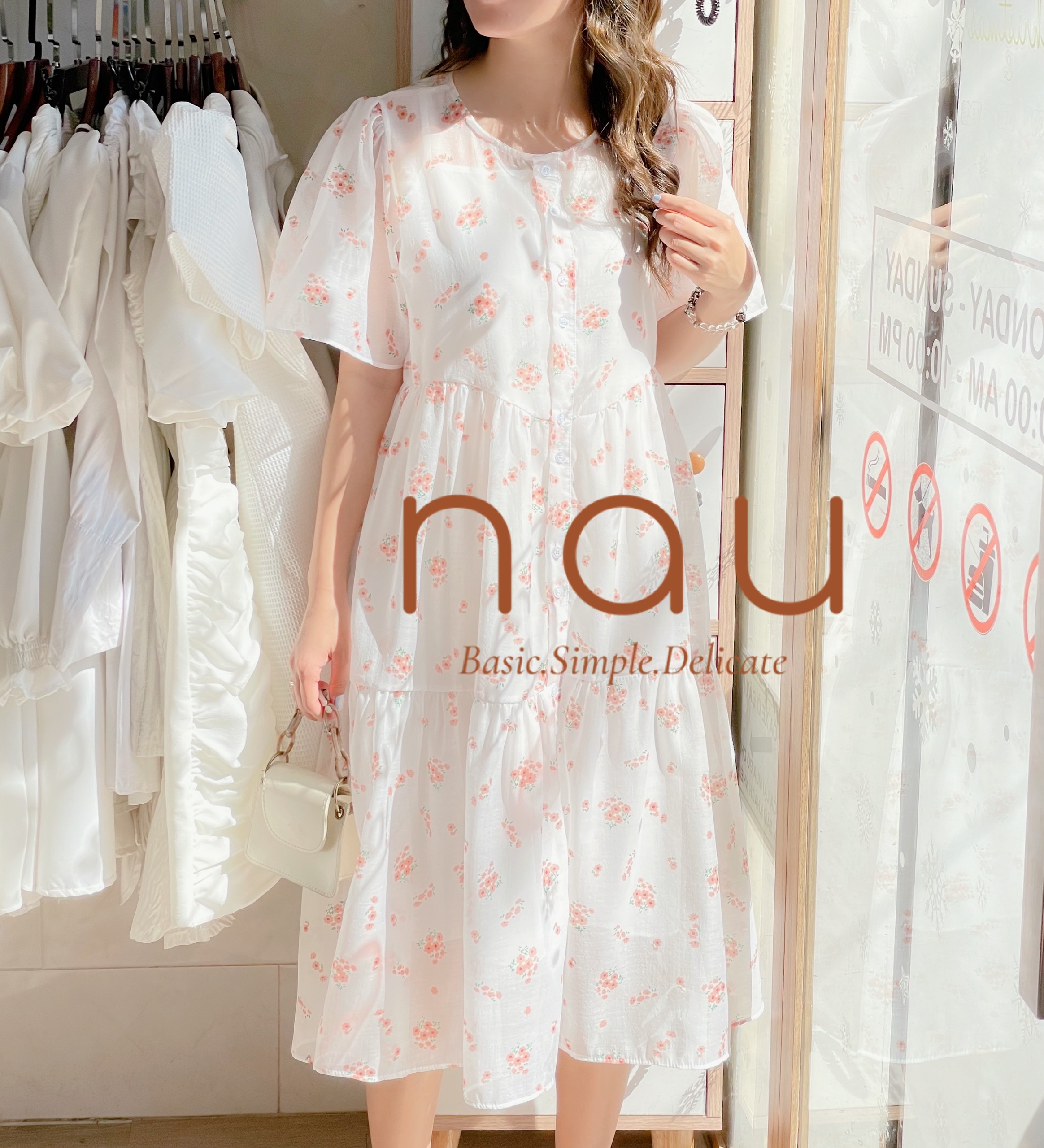 Đầm hoa voan suông rộng