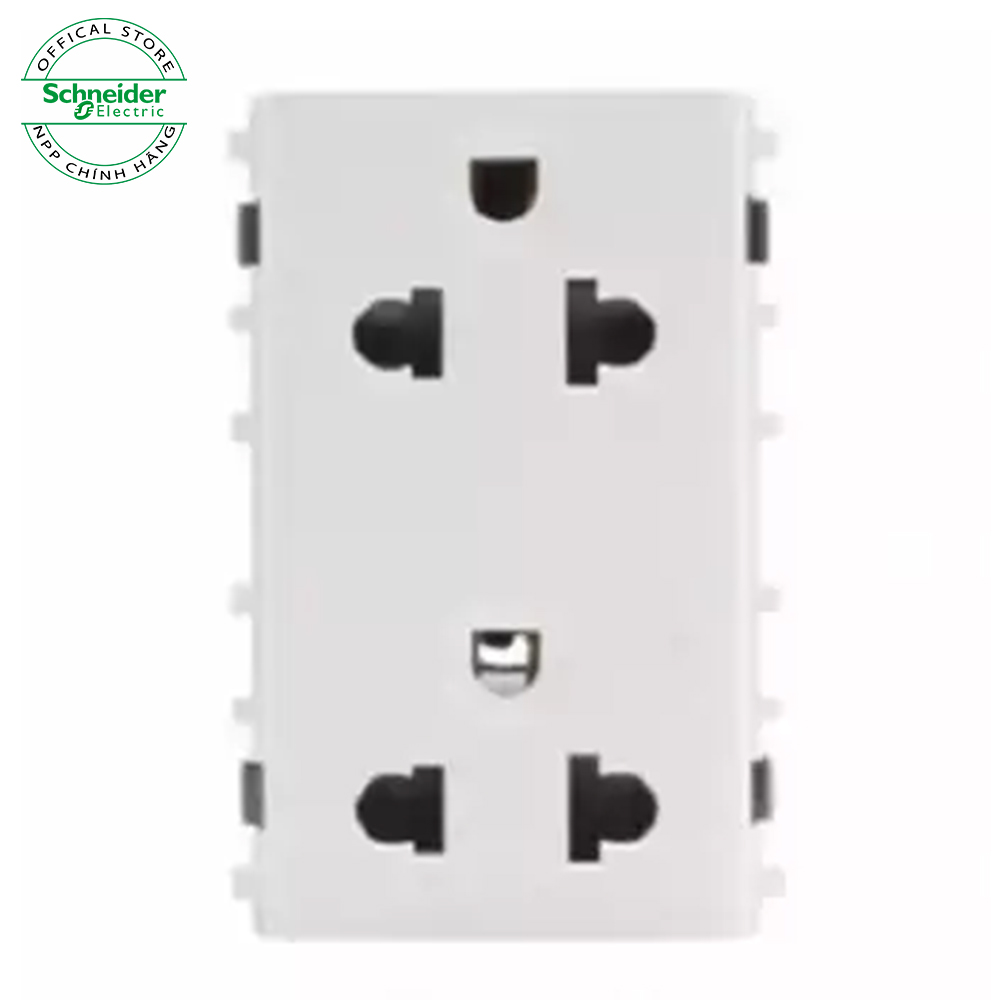 Ổ cắm đôi 3 chấu 16A, size L - Màu Trắng gắn với mặt nạ 3 - Dòng S-Flexi - ổ cắm Schneider Electric - F1426UEST2M_G19