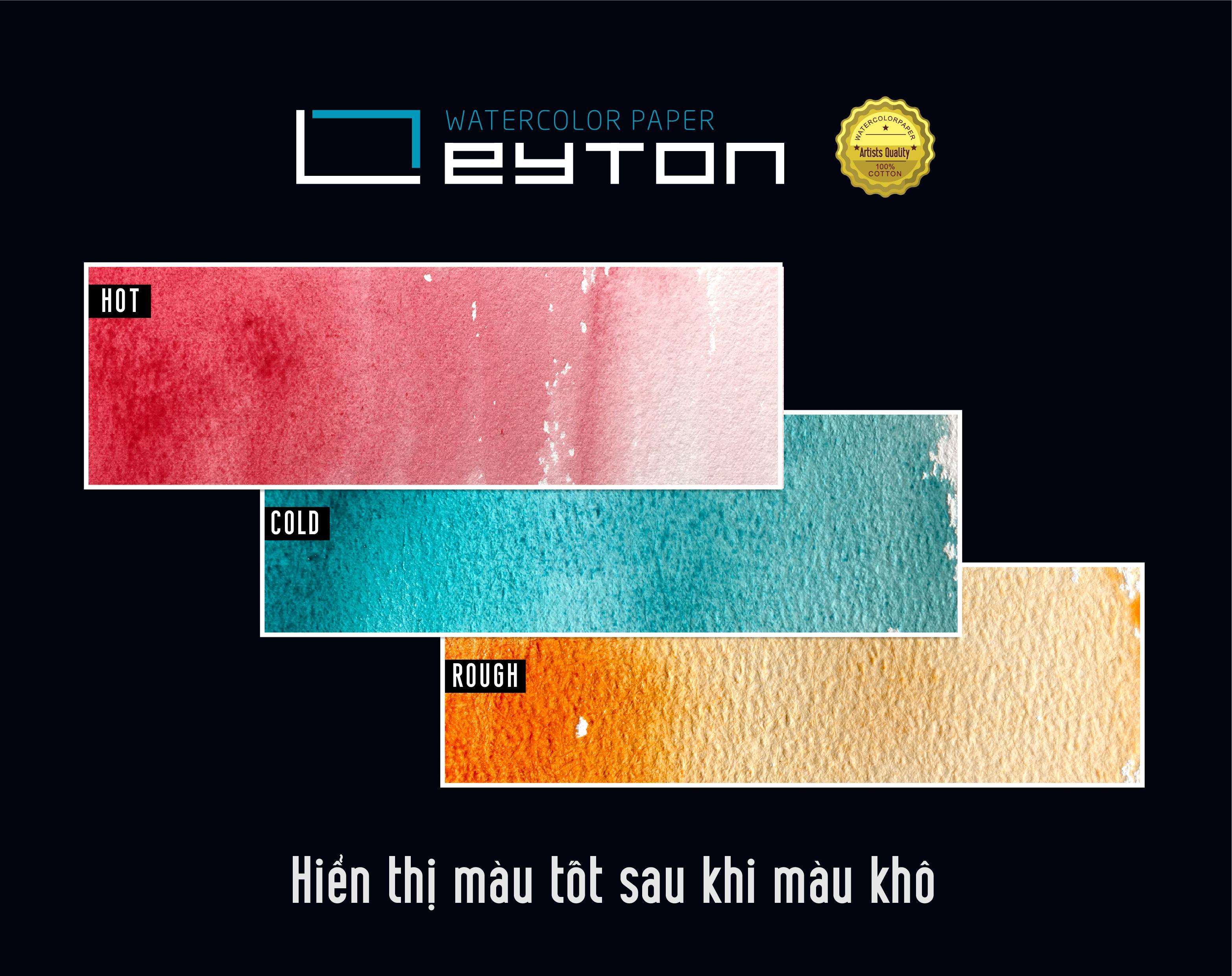 Giấy vẽ màu nước Leyton, 300gsm, 100% cotton (vân Hot)