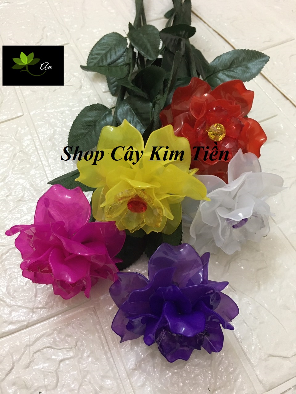 Nguyên liệu làm hoa hồng pha lê đá( combo 10 bông )