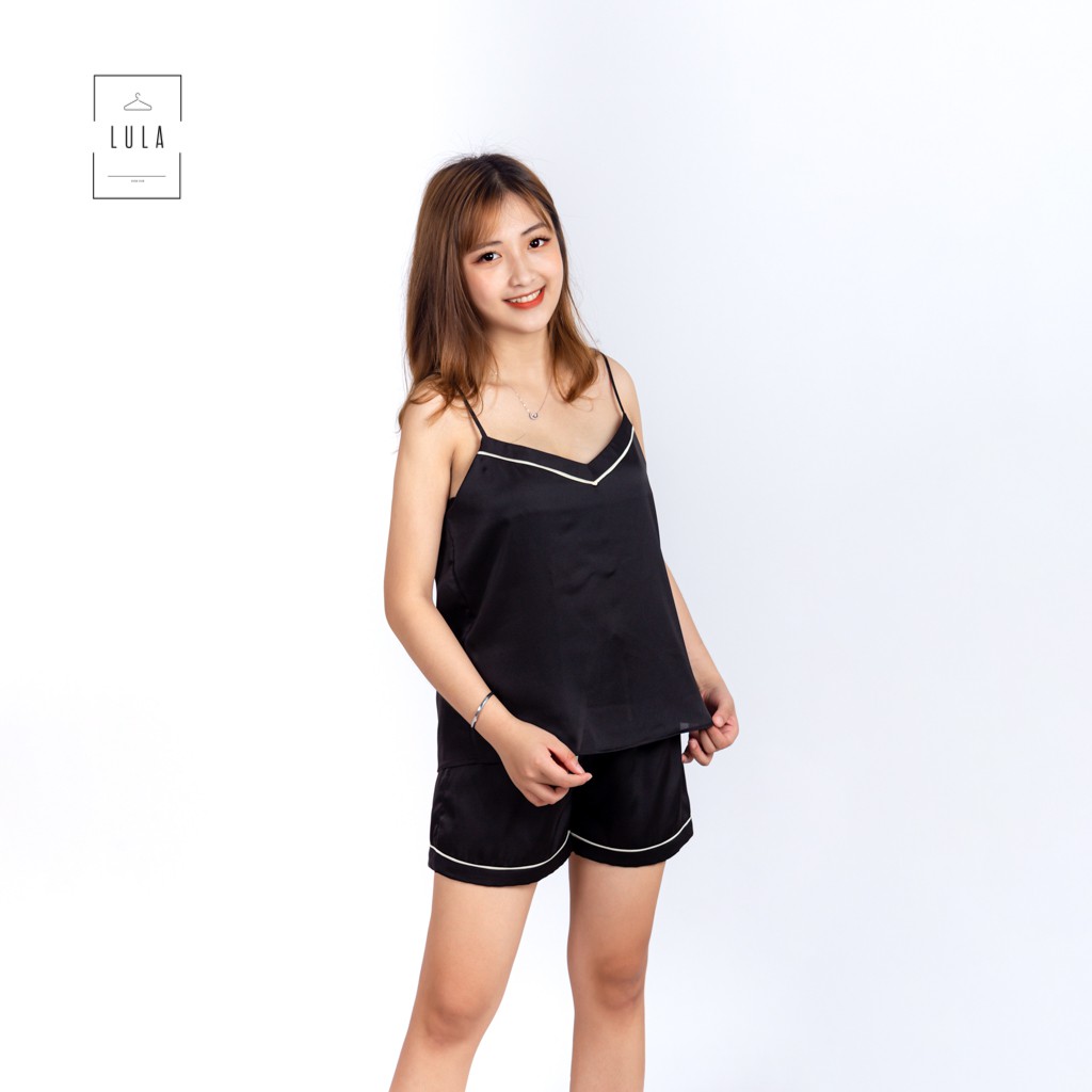 Bộ ngủ lụa 2 dây, đồ ngủ 2 dây lụa cao cấp không nhăn nhàu