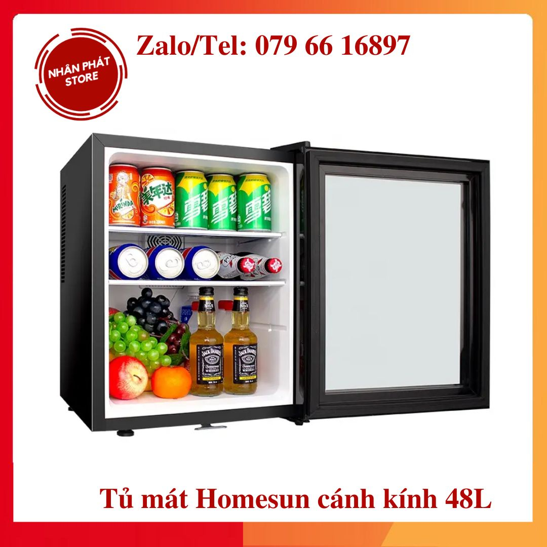 Tủ mát minibar homesun bcg-48a cửa kính, bảo hành 1 năm
