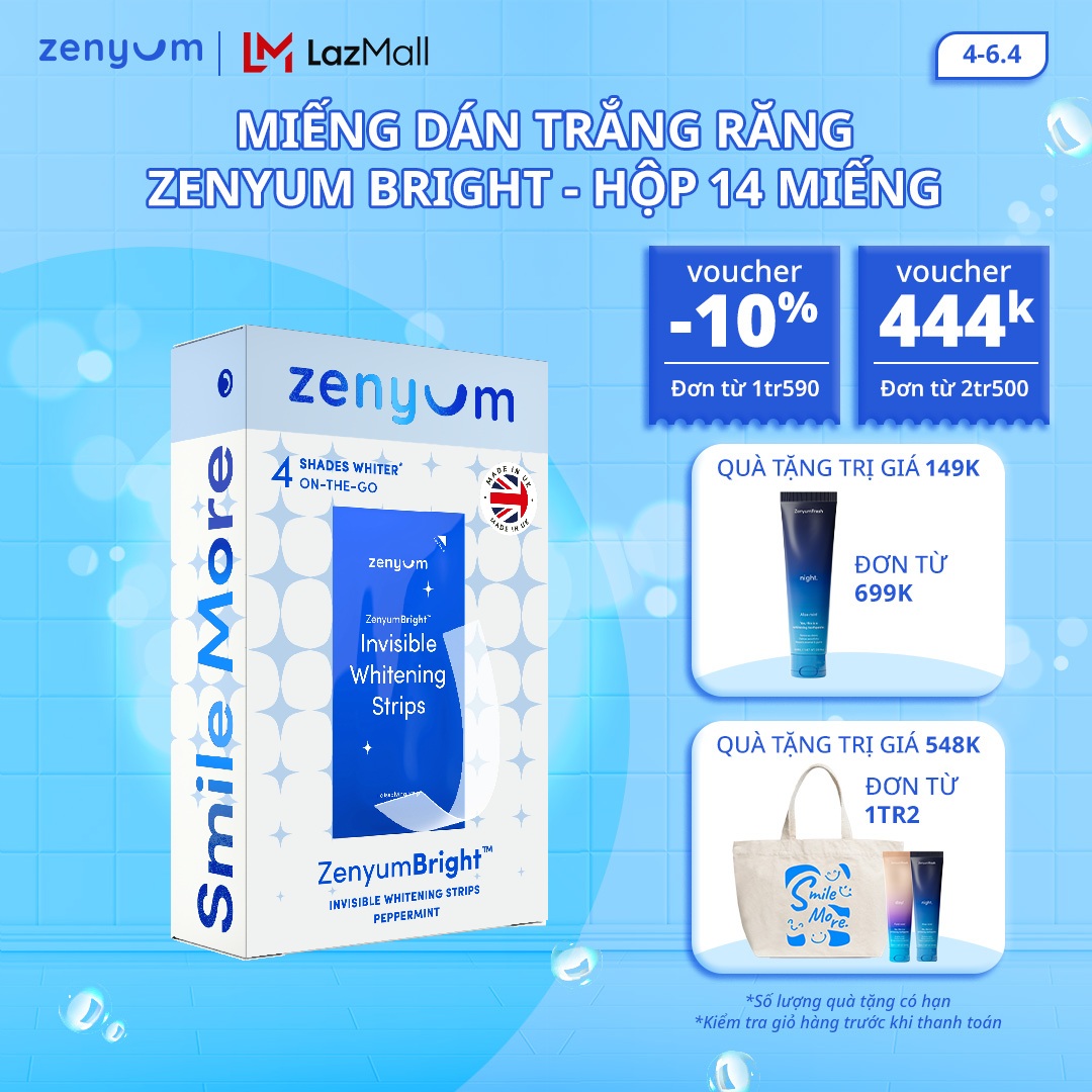 Miếng Dán Trắng Răng ZenyumBright™ Invisible Whitening Strips (Hộp 14 miếng)