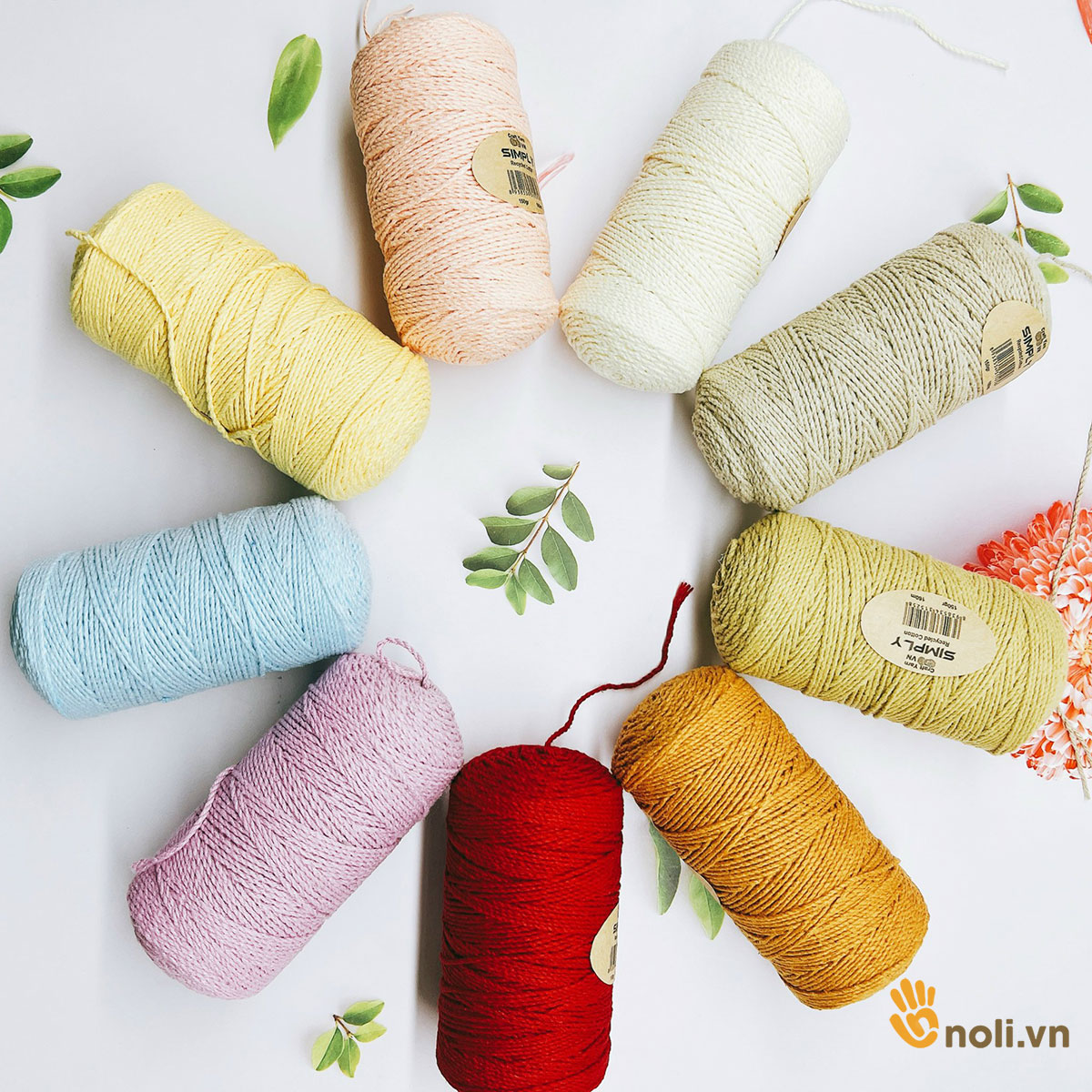 Sợi simply Craft yarn VN móc túi xách, túi tote, mũ nón cứng cáp, chắc chắn, màu sắc mộc mạc, tự nhiên 150g xuất xứ Việt Nam