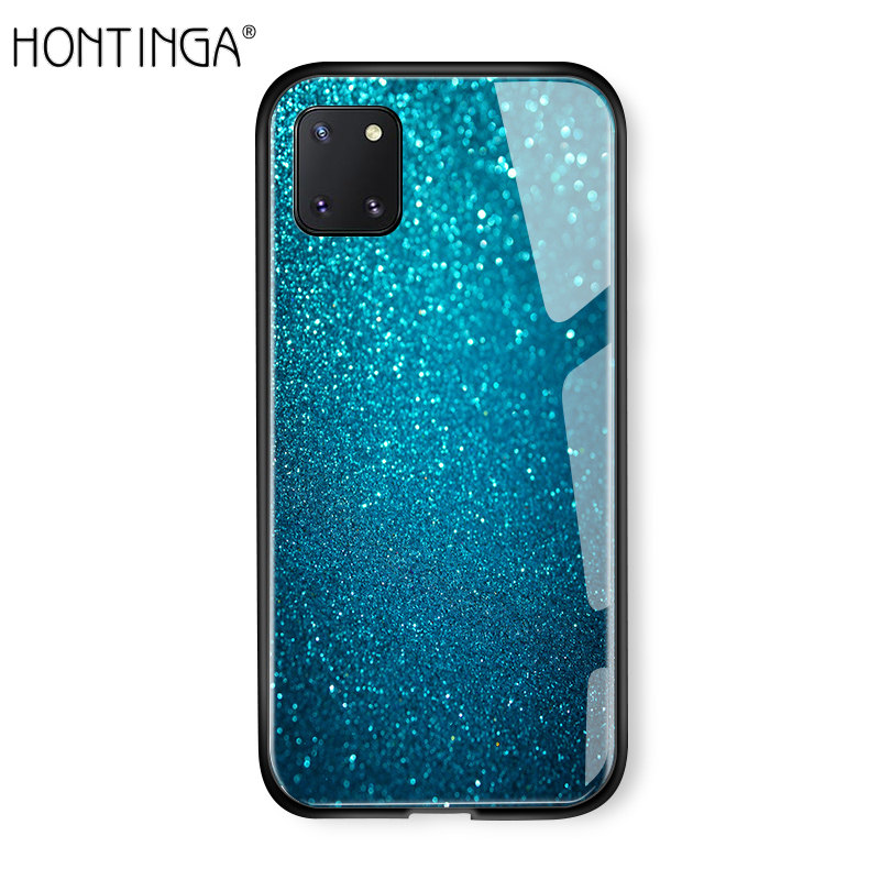 Hontinga For Samsung Galaxy Note 10 Lite Case Aurora Galaxy Space Sky Starry Gradient Casing Phone Case Shockproof Tempered Glass Back Phone Cover