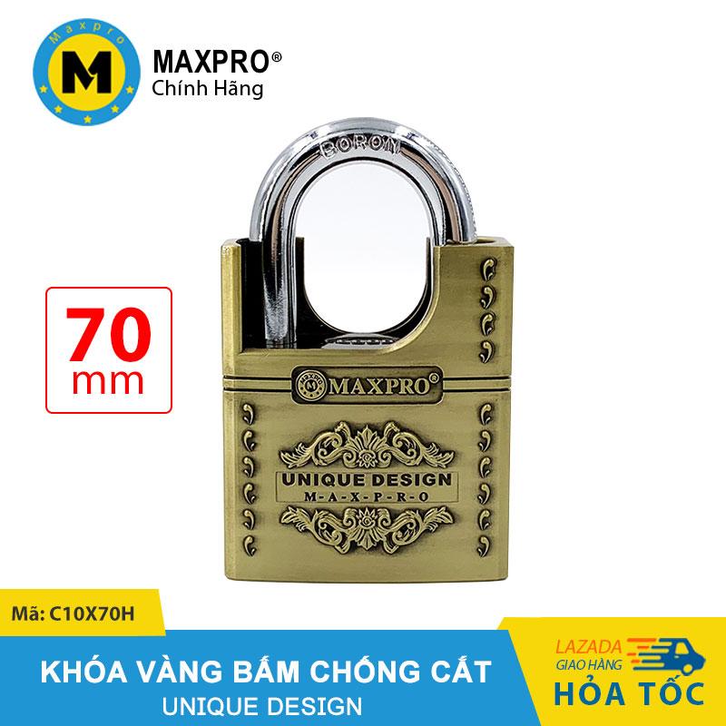 Ổ Khóa Chống Cắt, Ổ Khóa Cửa Bấm Chìa Nhọn MAXPRO Hoa Văn Nổi 70mm - C10X70H