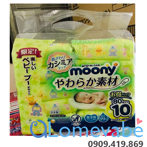 [HCM]KHĂN GIẤY ƯỚT MOONY 80 MIẾNG