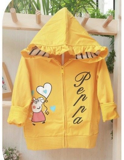 10-25kg Áo khoát heo peppa, pony, gấu siêu cưng cho bé gái, THUN DA CÁ loại 1, nón rộng, vải thoáng mát