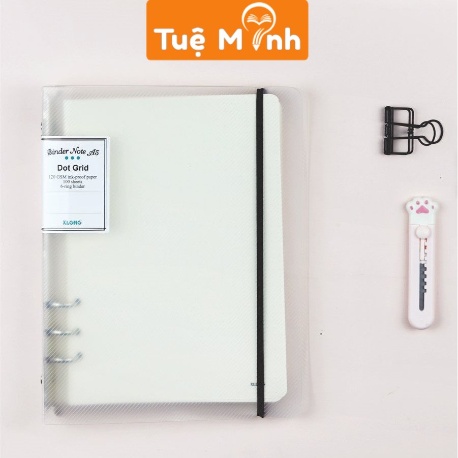 Sổ còng A5 giấy chấm Dot grid 100 tờ Klong bìa nhựa, VPP TUE MINH gồm File còng + ruột sổ MS 995
