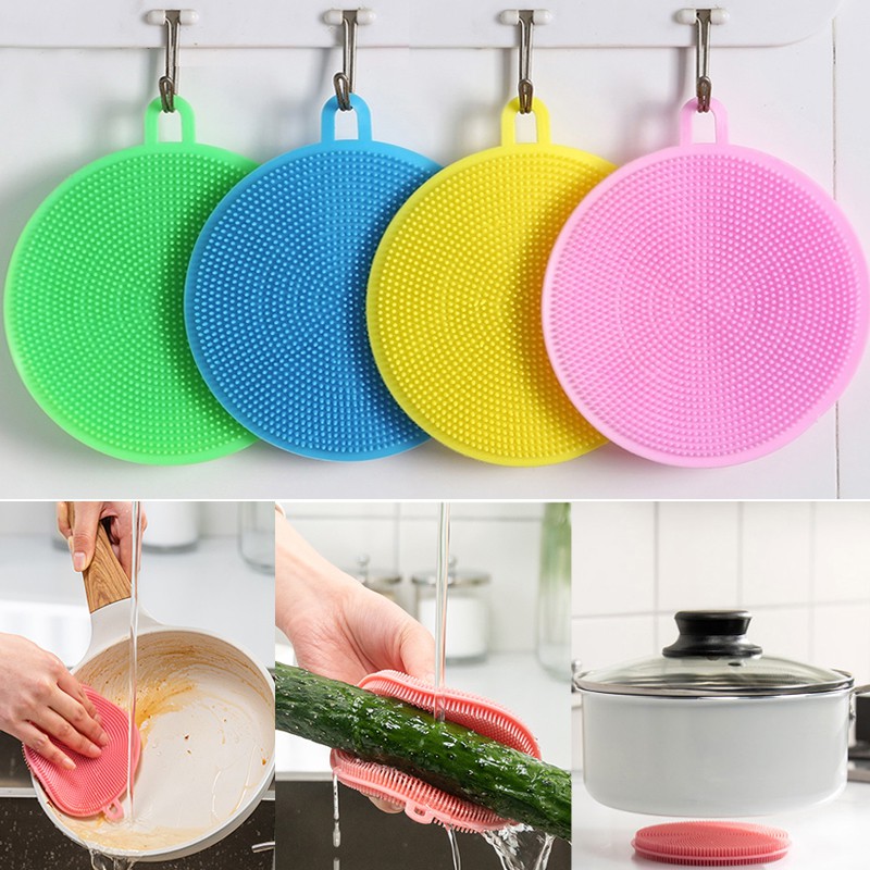 Miếng Rửa Chén Bát Silicon Siêu Sạch, rửa chén bát cao su silicon cực mềm dai dẻo mút sạch dầu mỡ