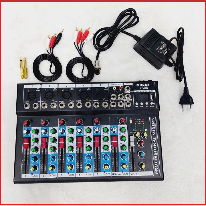 Bàn trộn âm thanh Mixer F7 yamaha có Bluetooth, Ghép dàn karaoke,Hát Linestream,Loa kéo,tặng dây kết nối