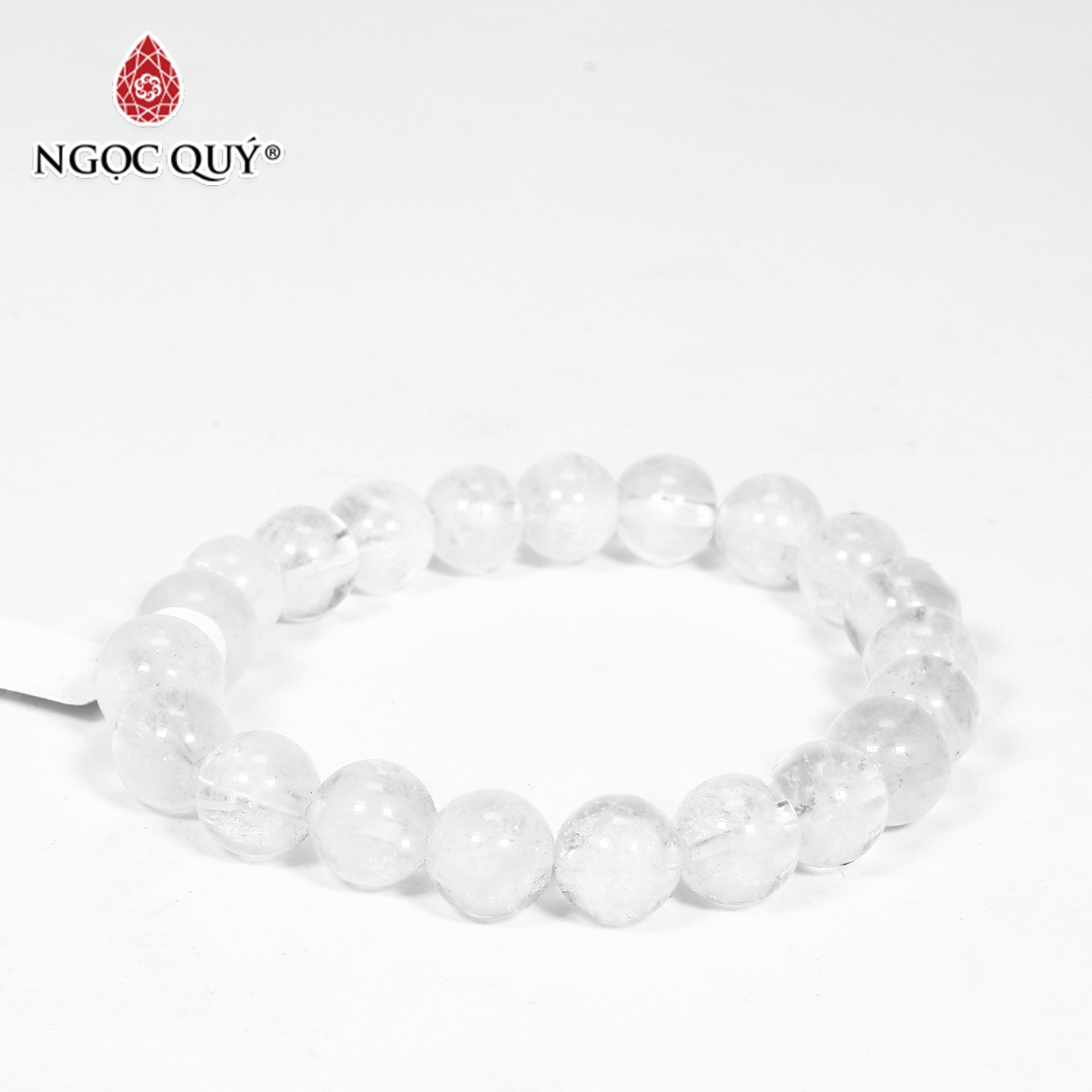 [HCM]Vòng tay đá thạch anh ưu linh trắng size hạt 8mm mệnh thủy kim - Ngọc Quý Gemstones