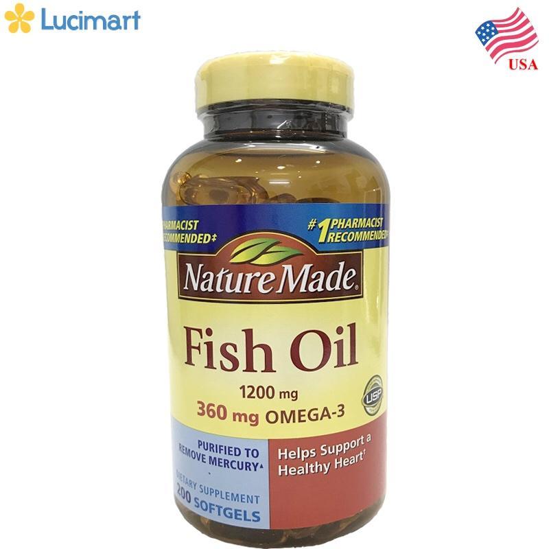 Dầu cá từ thiên nhiên từ USA Nature Made Fish Oil 1200 mg, Omega-3 , 200 viên