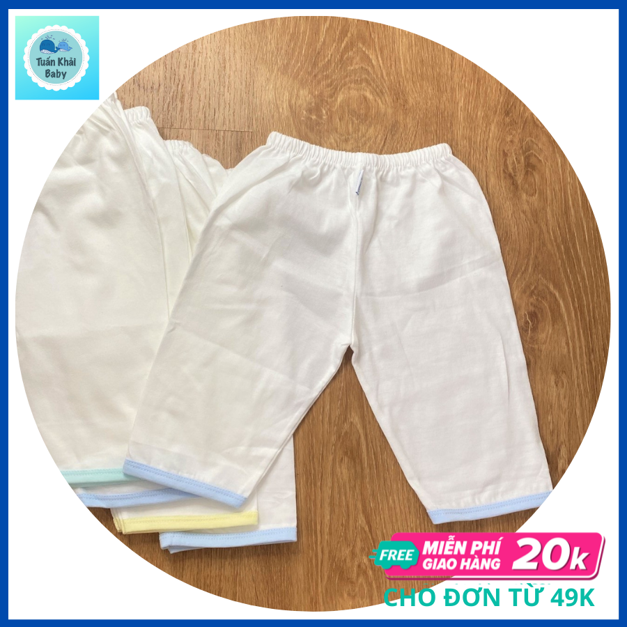 [HCM] 1 Quần sơ sinh cotton JOU | Mẫu Quần Dài trắng viền màu| Size 1 -4 cho bé sơ sinh - 11 kg| Chất vải thun cotton 100% xịn đẹp mềm họa tiết xinh |Hàng Việt Nam | Quần sơ sinh | Áo sơ sinh | Đồ sơ sinh| quần áo sơ sinh