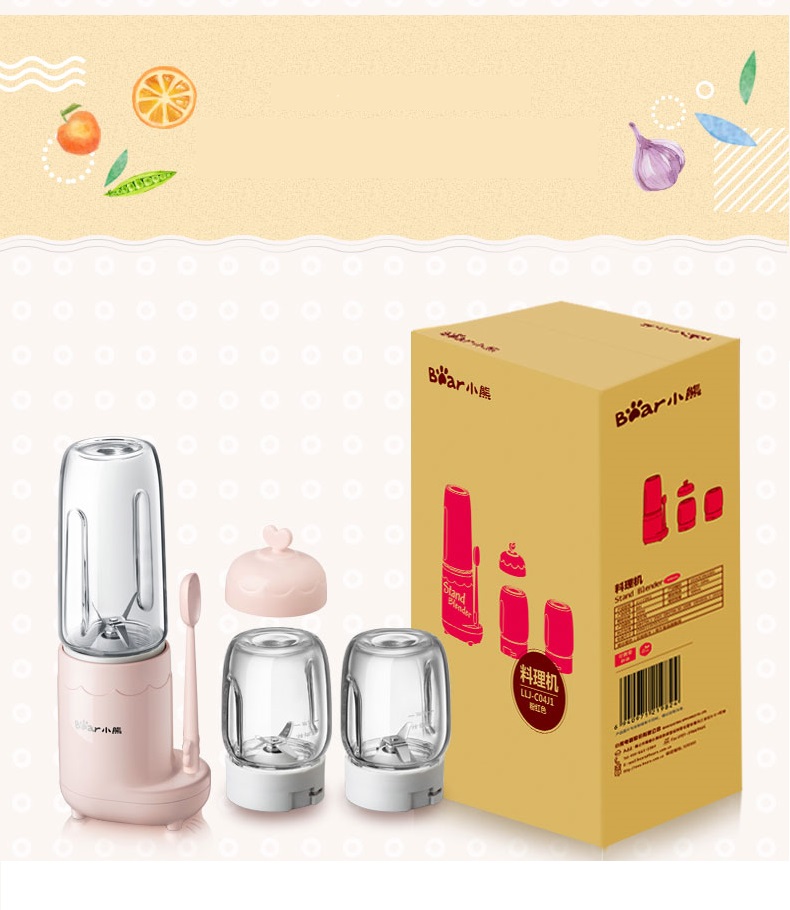 MÁY XAY THỨC ĂN DẶM CHO BÉ ( 3 CỐI THỦY TINH XAY HẠT - XAY THỊT - XAY SINH TỐ VÀ RAU) - BEAR CHÍNH HÃNG