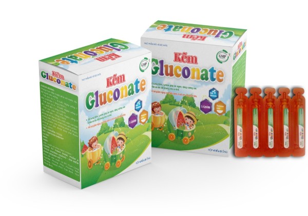 Kẽm Gluconate - Giúp bổ sung Kẽm, Lysine giúp ăn ngon, tăng cường sức khỏe- hộp 20 ống cao cấp