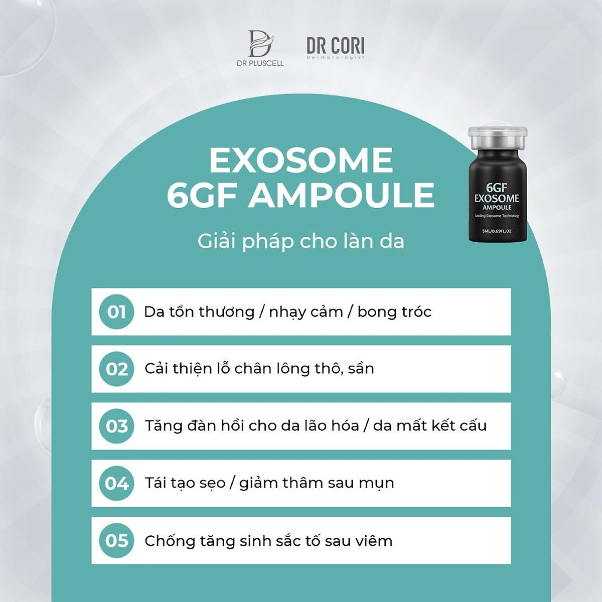 Tế bào gốc D r Plus cell 6 G F Exo some Ampoule trẻ hoá & căng bóng da, làm đầy sẹo lõm ( 1 lọ/5ml ) - Karmel Chính Hãng