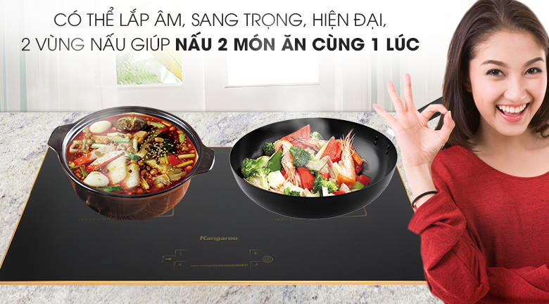 [HCM][Trả góp 0%]Bếp từ đôi Kangaroo KG438I