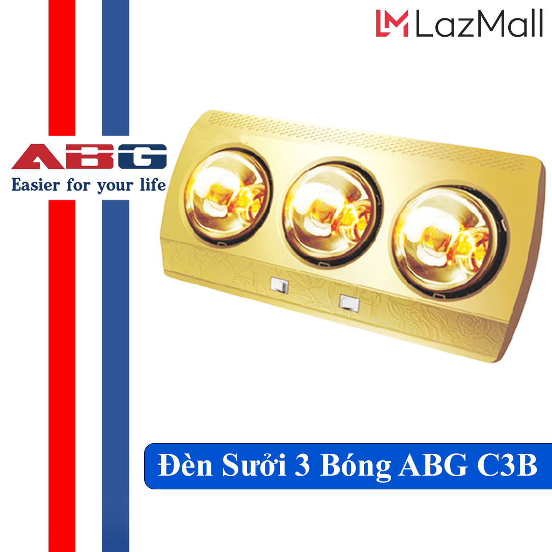 Đèn Sưởi Nhà Tắm ABG 3 Bóng C3B, Mỗi Bóng Công Suất 200W