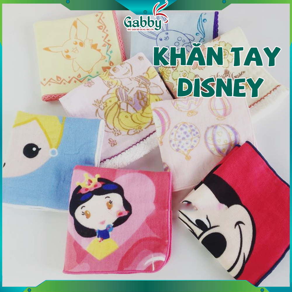 KHĂN TAY DISNEY 25*25 (Hình Princess/ Elsa/ Mickey/ Minnie/ Avengers/ Pooh/ Donald) -GABBY STORE