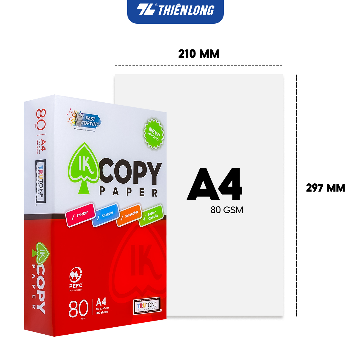 Giấy in, giấy photo IK Copy A3, A4 80 gsm đều màu không gợn sóng, độ dày cao, chữ in không lem nhòe 500 tờ/Ream