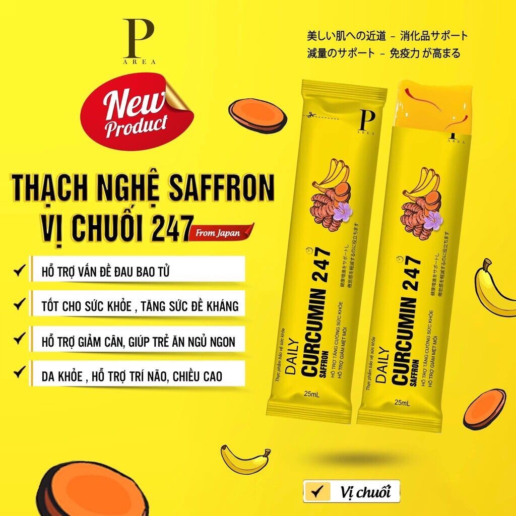 [Chính Hãng loại 1]Thạch Nghệ Saffron Vị Chuối 247 Nano Japan