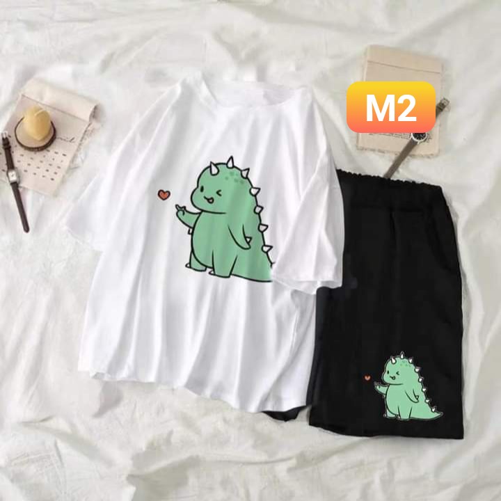 Sét bộ quần kaki hình kèm áo thun cute