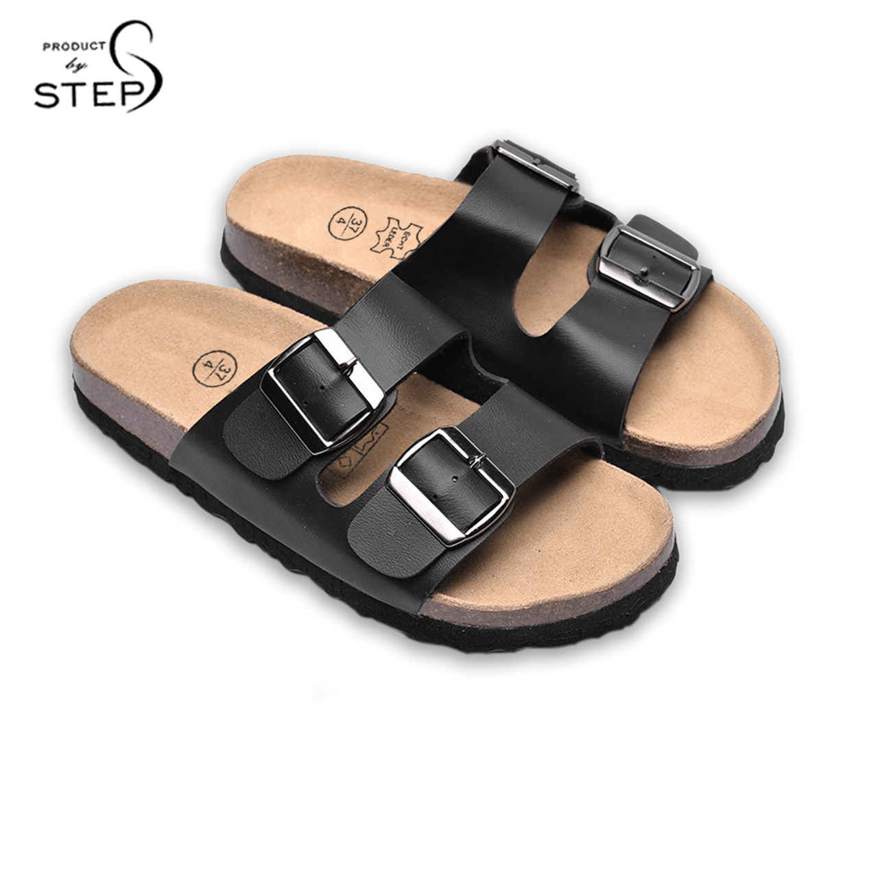 [HCM]Dép đế bần Unisex Quai giả da 2 khóa (35-44)