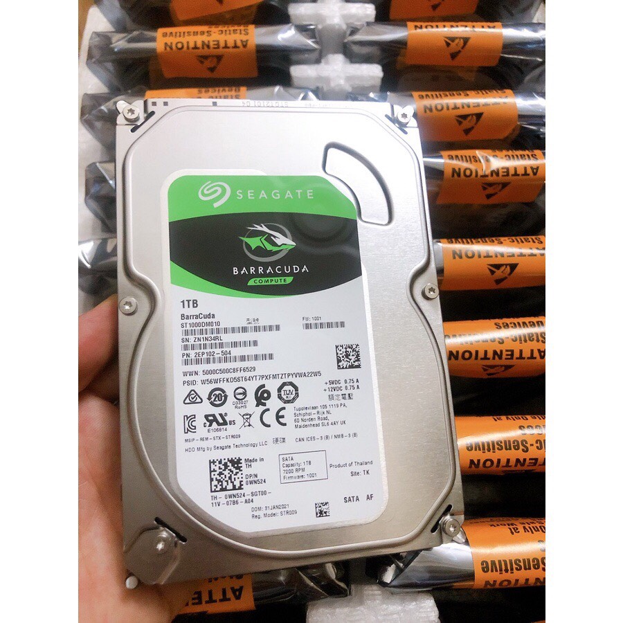 Ổ Cứng HDD 1TB Seagate Barracuda (1000GB) 3.5 inch SATA3 6Gb/s (Bảo Hành 24 Tháng 1 Đổi 1)