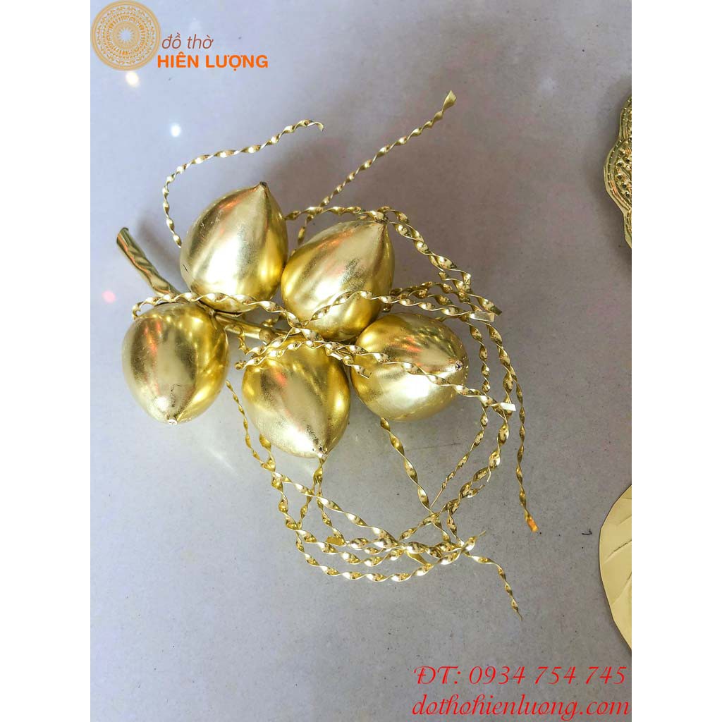 Bộ Trầu Cau Quả Bằng Đồng 5 Quả Và 3 Thờ Cúng