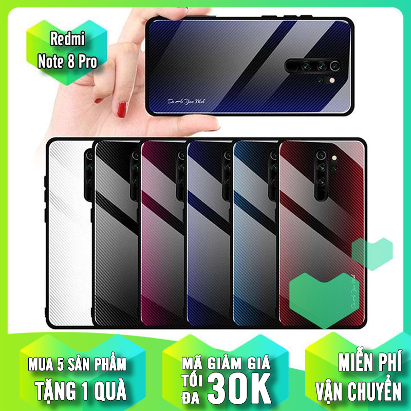 Ốp lưng cho Xiaomi Redmi Note 8 Pro Vân Gương 2 màu, viền nhựa TPU dẻo đen