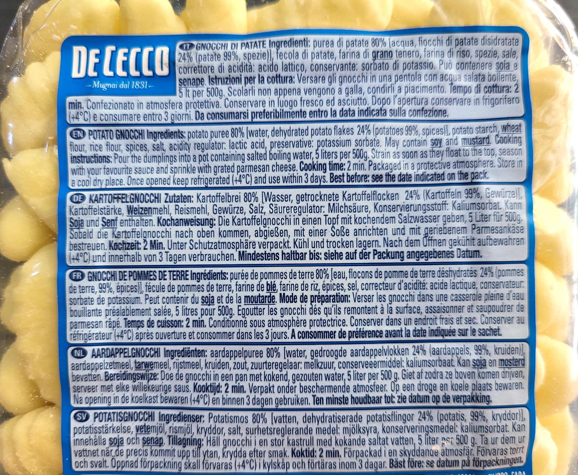 DE CECCO (hộp 500g) NUI KHOAI TÂY (từ khoai tây nghiền) Potato Gnocchi
