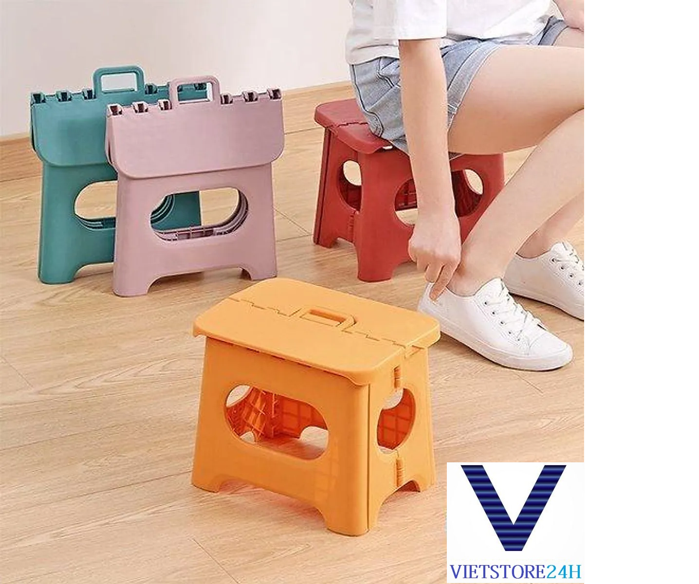 Ghế đẩu nhựa xếp gọn tiện lợi