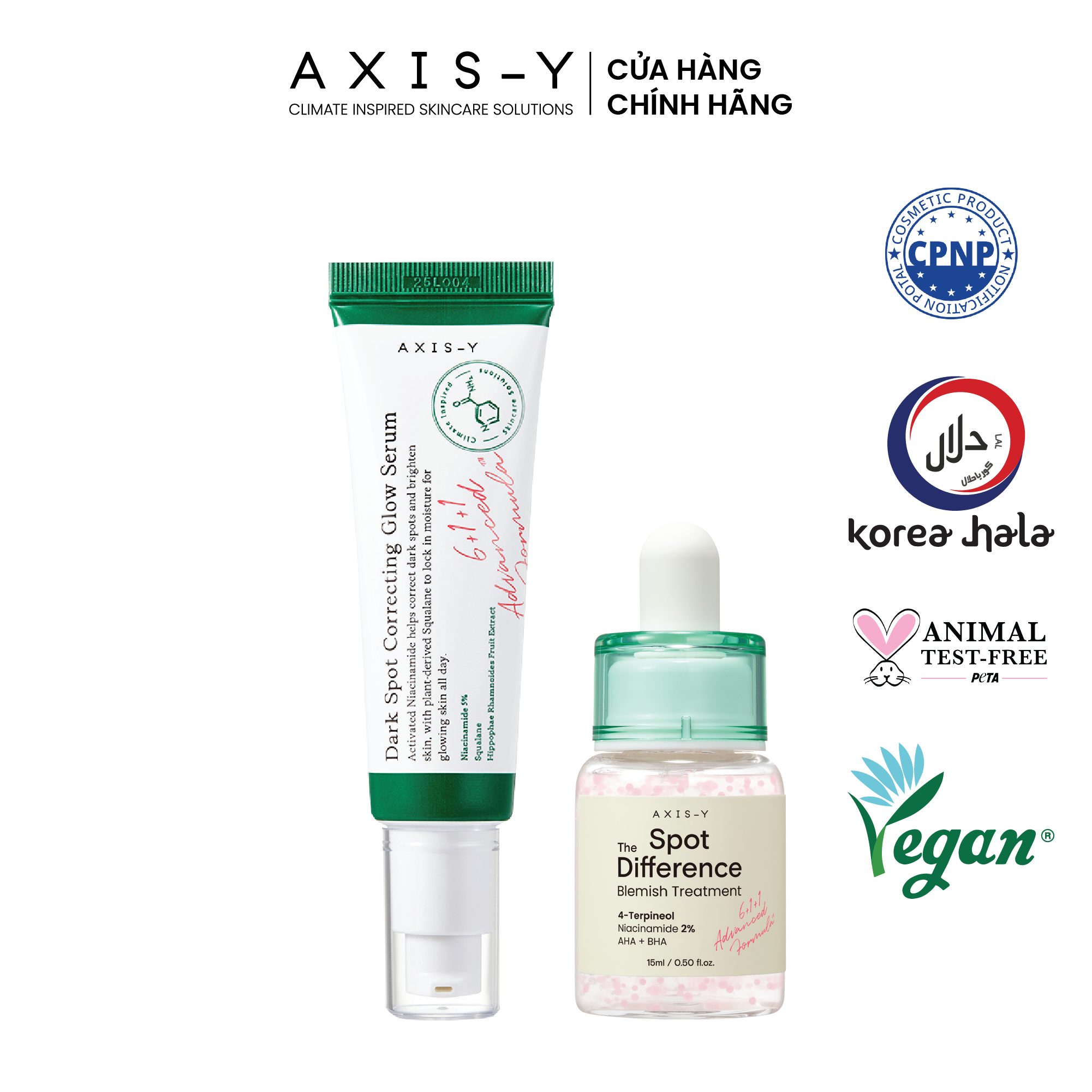 Combo serum dưỡng sáng mờ thâm và tinh chất chấm mụn 65ml