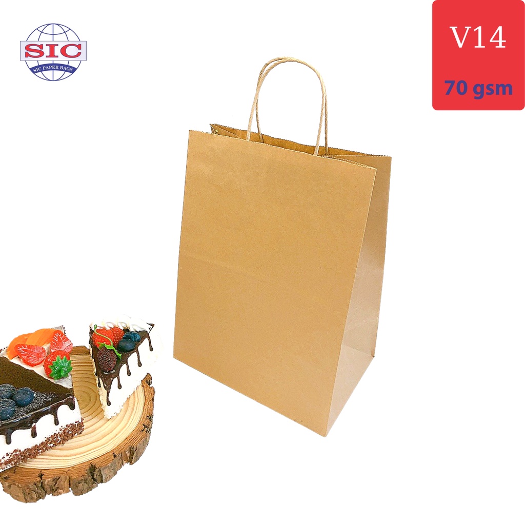 [SET 100 CHIẾC] TÚI GIẤY KRAFT V14: 21.5x15x30 cm CÓ QUAI