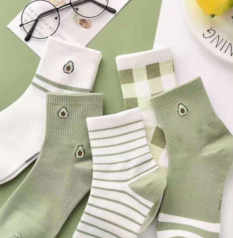 Set 5 Đôi Tất Vớ Nữ Cổ Lỡ Mix Bơ