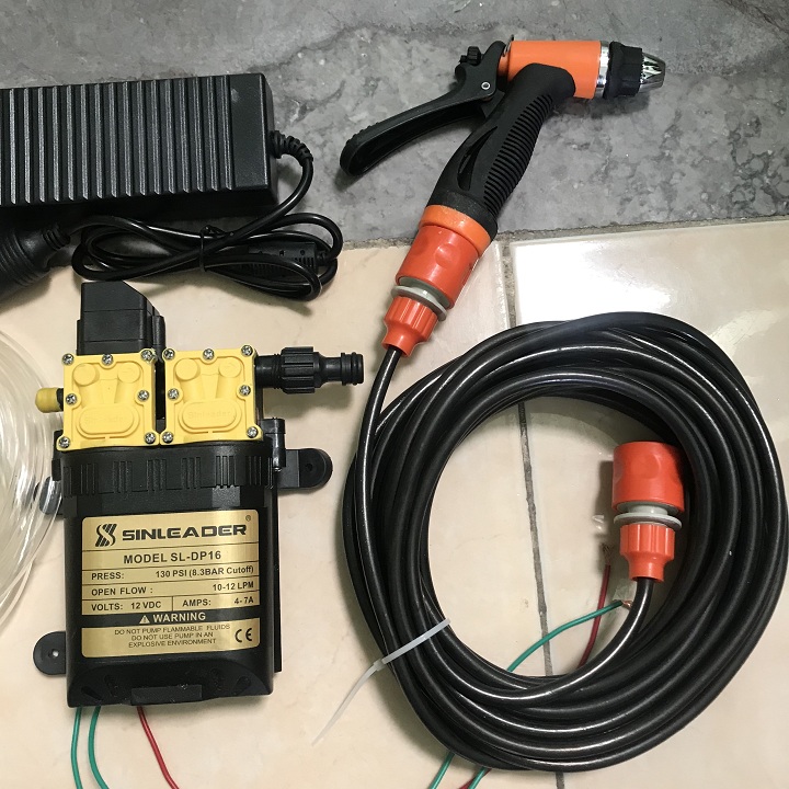 bộ máy rửa xe mini 12v bơm đôi siêu mạnh