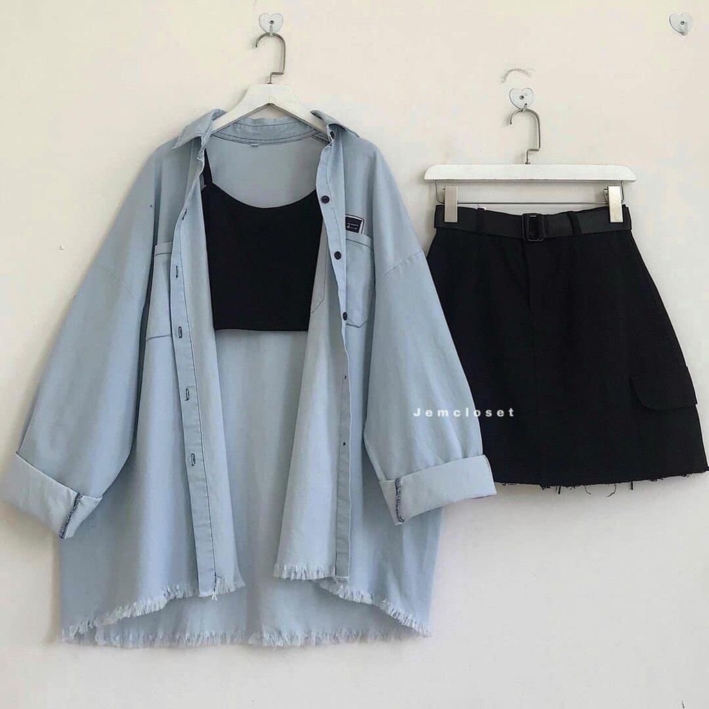 Áo sơmi jean form rộng phong cách party - 10037 jem closet