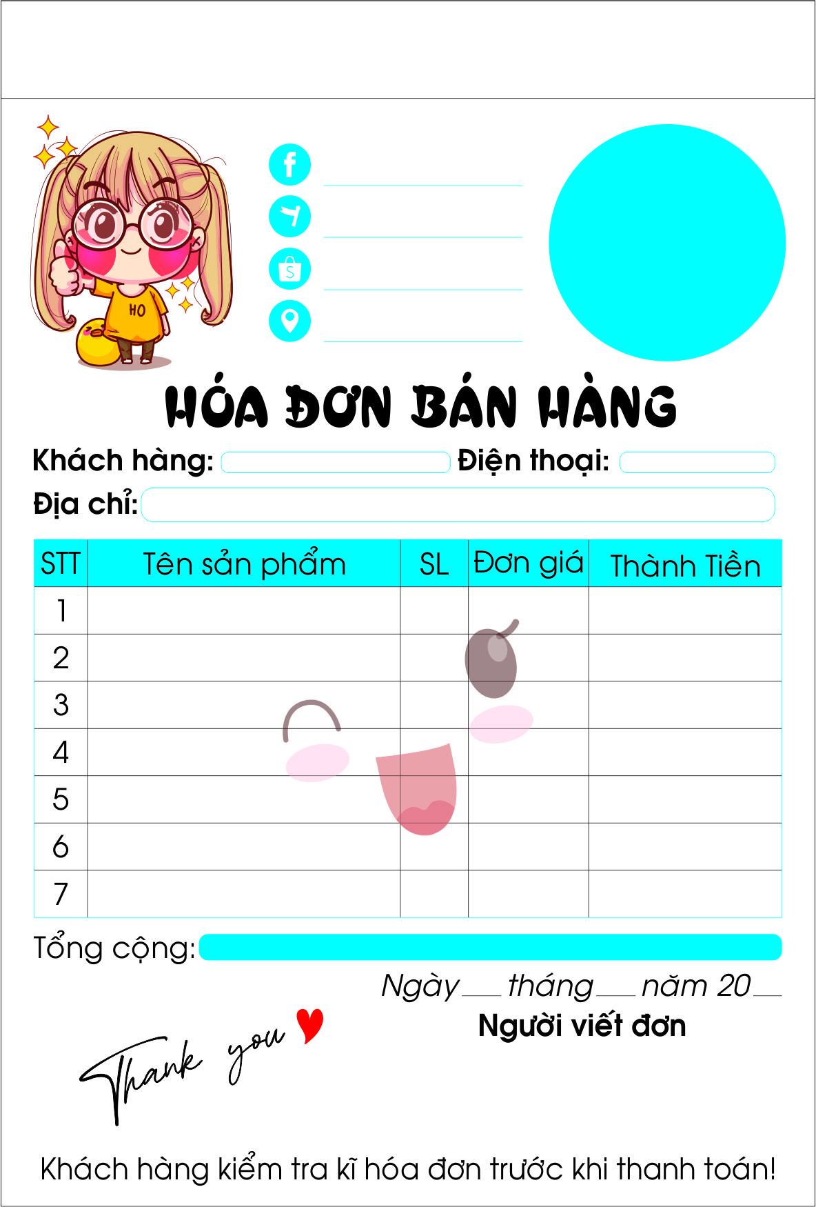 Hoá Đơn Bán Hàng Mini Siêu Dễ thương