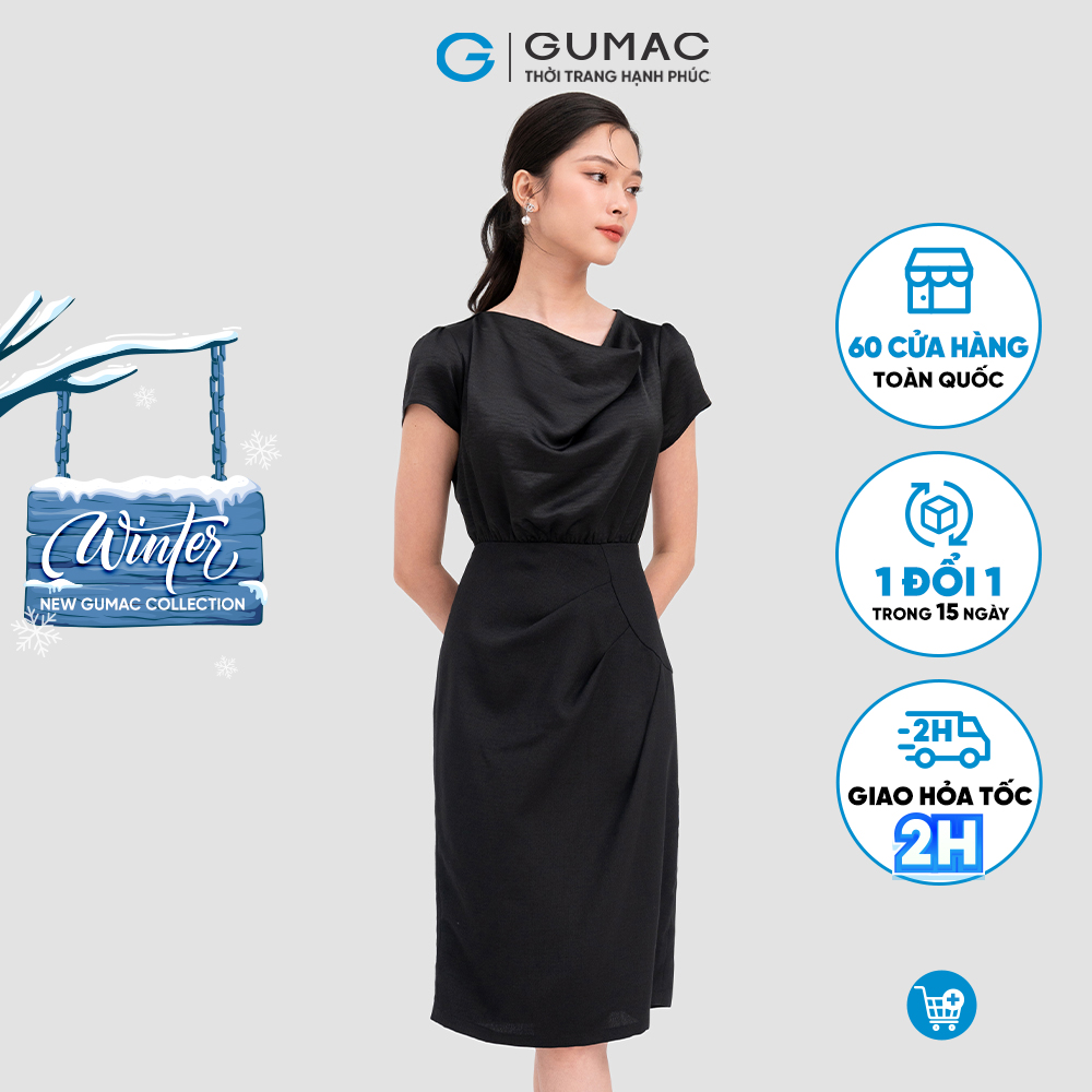 Đầm cổ đổ thời trang GUMAC DC11069
