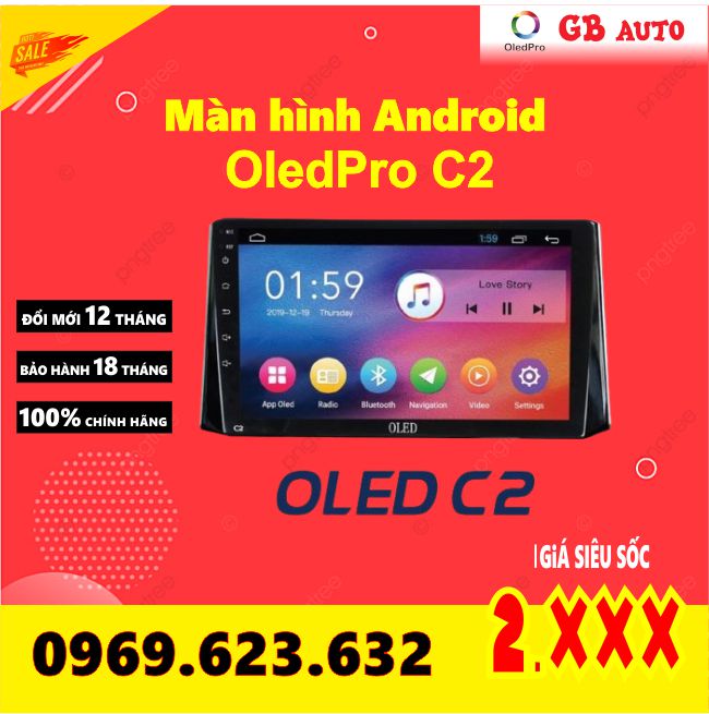 Màn hình android 9 inch OLED C2 kèm VIETMAP S1 bản quyền, tích hợp camera lùi, camera hành trình, ram 1gb rom 16gb