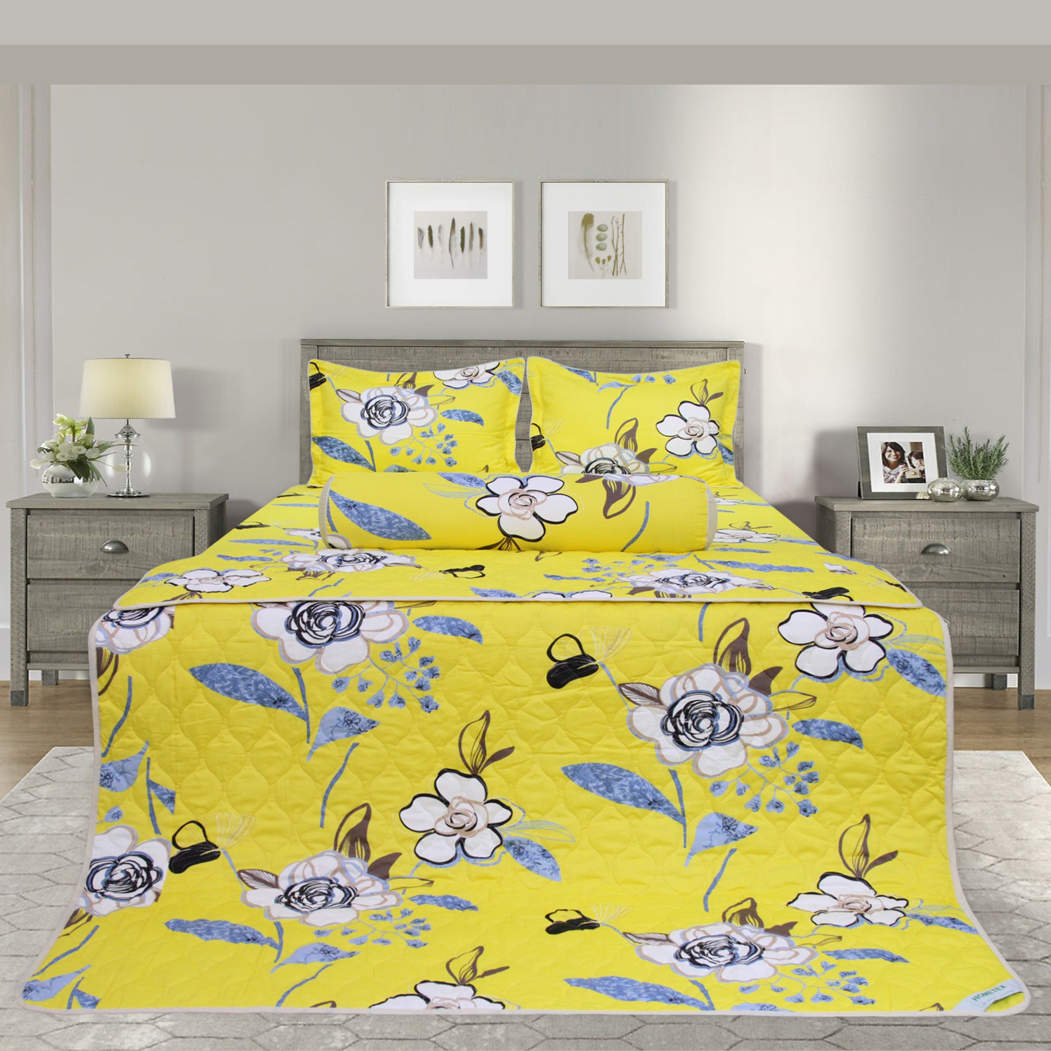 Drap bọc cotton in hoa 1.8x2m Hometex