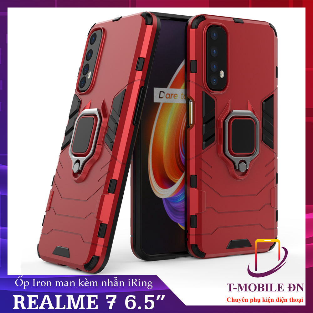 Ốp lưng Realme 7 7i 7 Pro C17 chống sốc iron man kèm nhẫn iring Bảo vệ camera và chống xem video tiện lợi