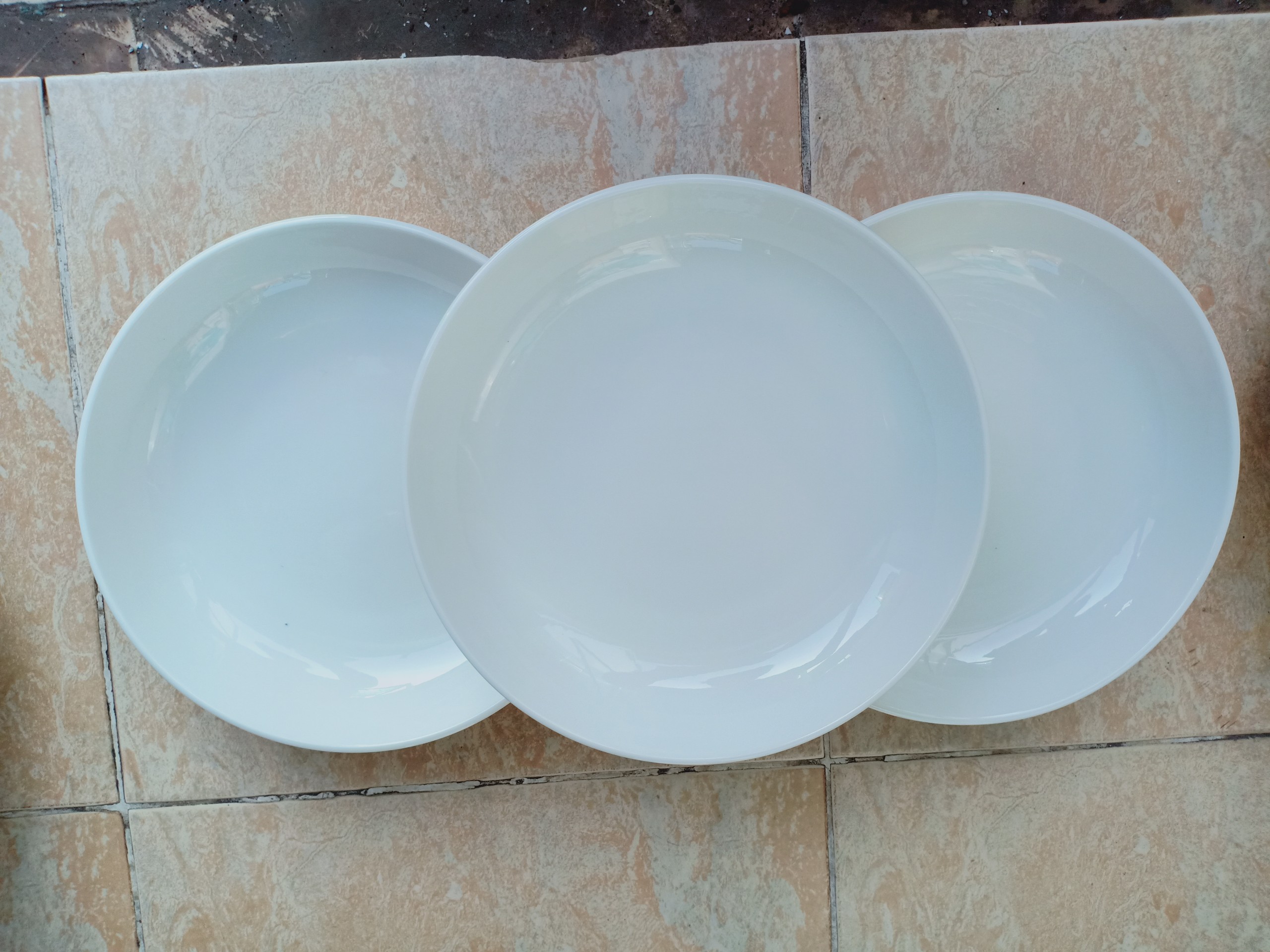 Combo 6 đĩa sứ cao cấp trắng tinh, dày dặn 20.5cm