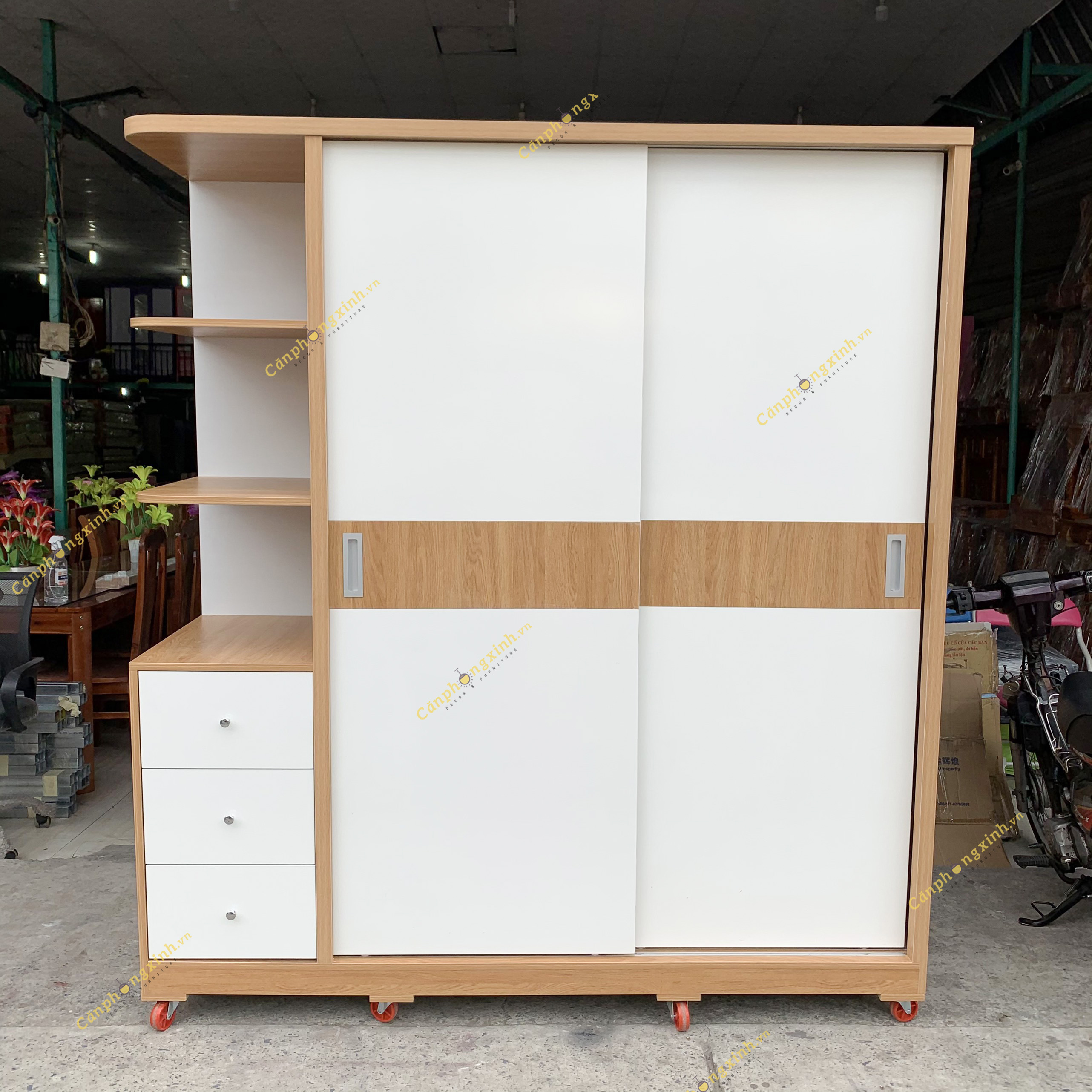 Tủ áo cửa lùa có kệ gỗ MDF CPX-T09