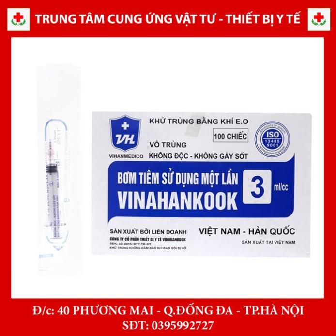 Hộp 100 bơm tiêm Vinahankook sử dụng 1 lần 1cc/ml, 3cc/ml, 5cc/ml