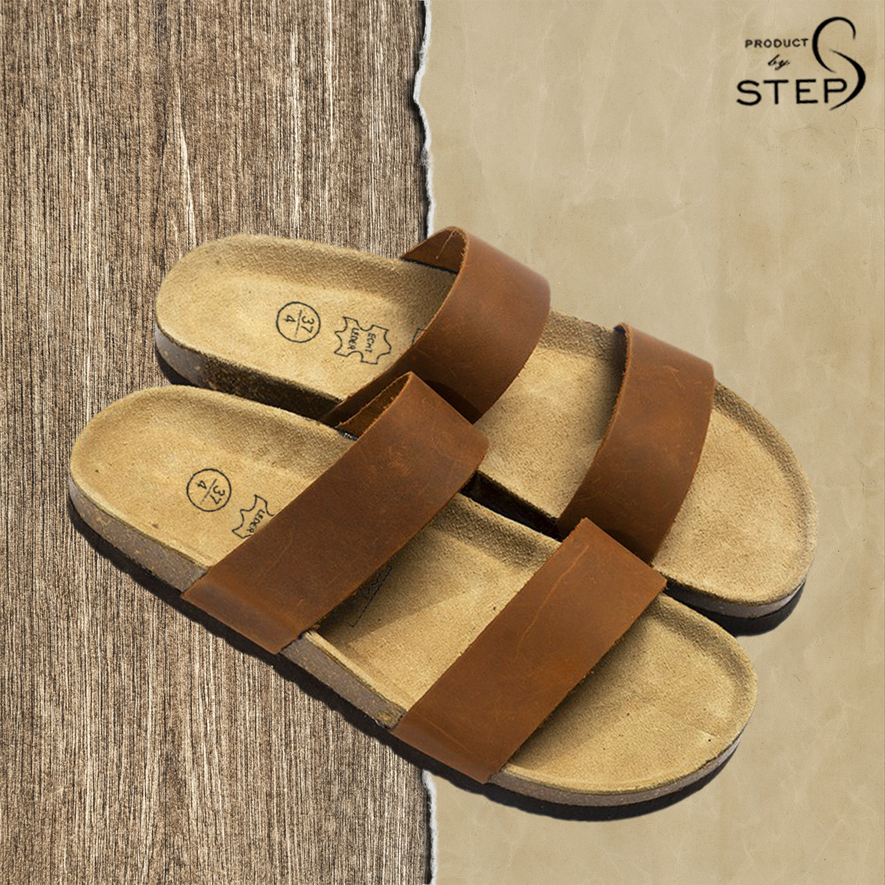 Dép đế trấu Da thật Quai đôi (Size 35-45)