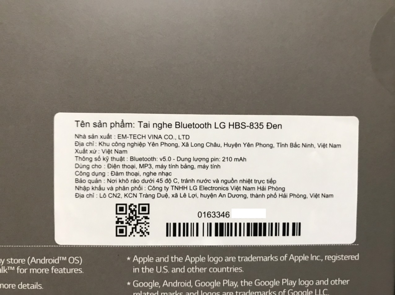 [FREESHIP] Tai nghe Bluetooth LG HBS-510