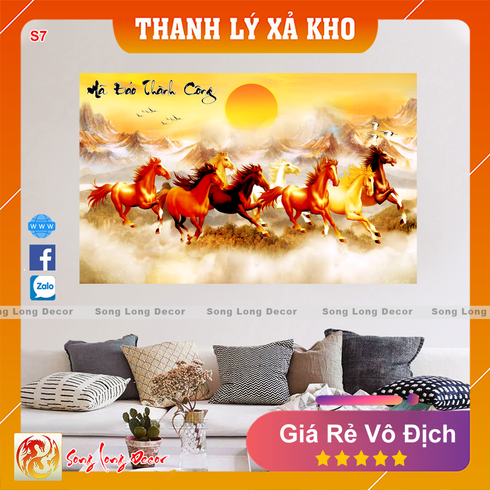 Tranh Dán Tường 3D Mã Đáo Thành Công - S7- Tranh 3D Phong Thủy - Giấy dán tường 3d - Song Long Decor