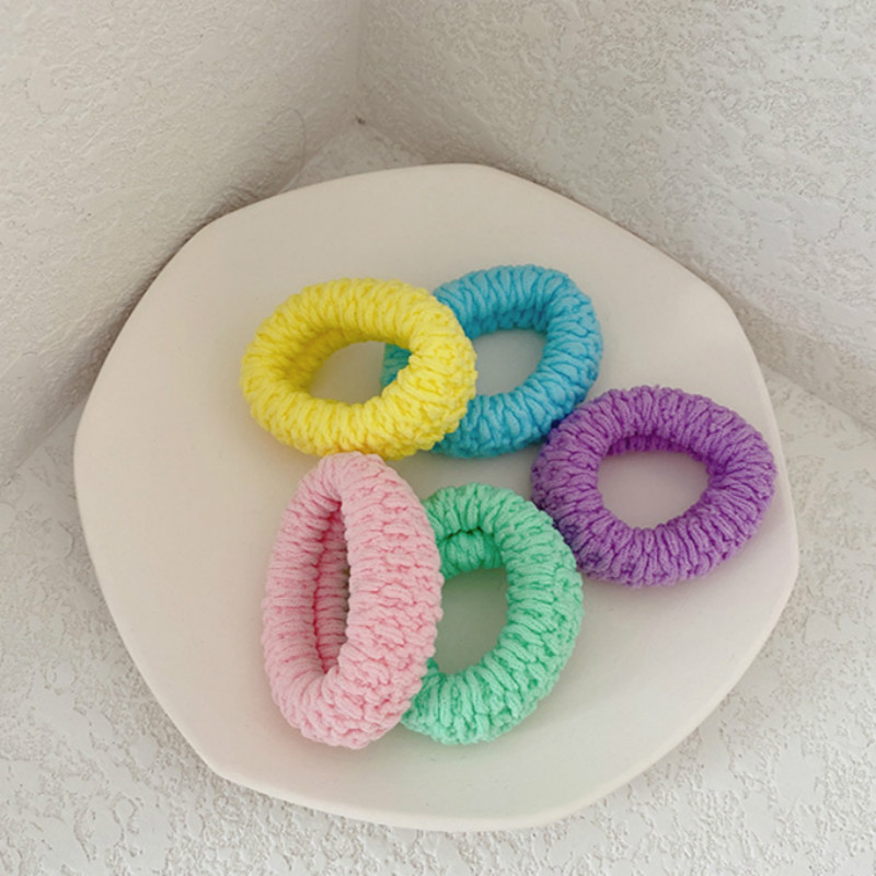 Cột tóc thun mềm màu dạ quang - Set 05 thun
